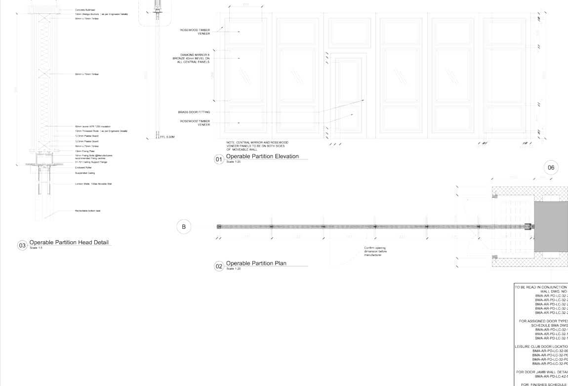 Operable partition details — anonymised drawing sample, Krain Studio