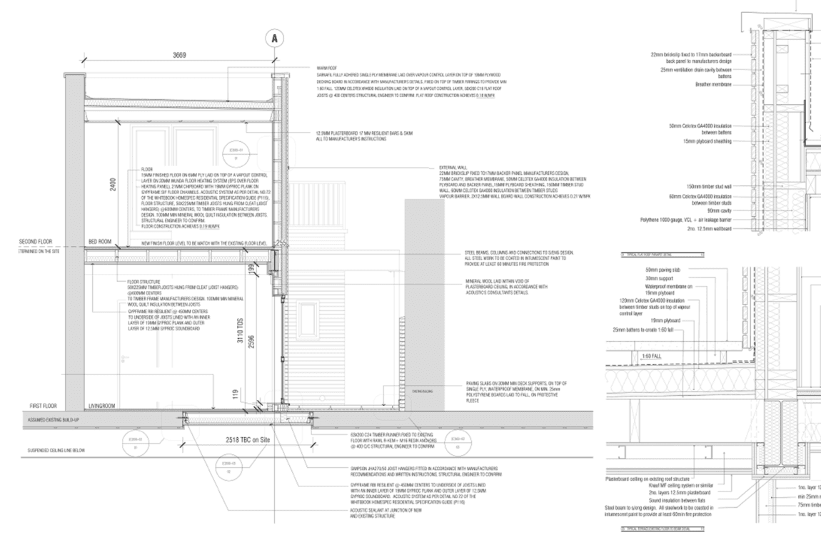 Sectional detail · 1:20 — anonymised drawing sample, Krain Studio
